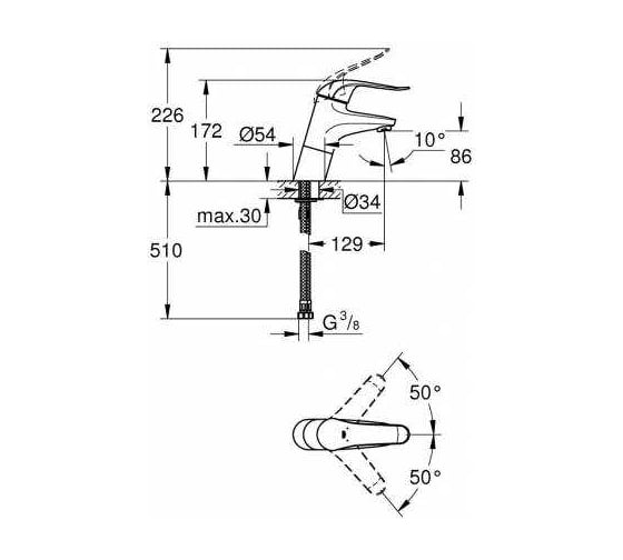 Смеситель для раковины GROHE Euroeco Special Grande однорычажный 32765000