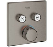 Термостат для ванны и душа GROHE GRT SmCtrl квадратная розетка, 2 кнопки, темный графит матовый 29124AL0