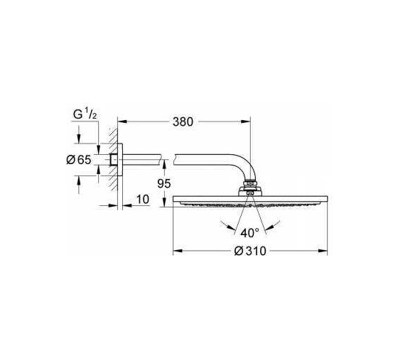 Верхний душ с кронштейном GROHE RSH 9.5 л/мин, теплый закат глянец 26066DA0
