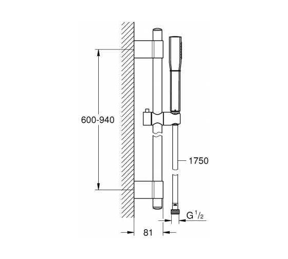 Душевой гарнитур GROHE RSH Grandera 900 мм,7.6 л/мин, хром/золото 26038IG0