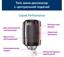 Диспенсер для полотенец TORK Perfomance мини М1 с центральной вытяжкой, красный  арт. 658008 21432