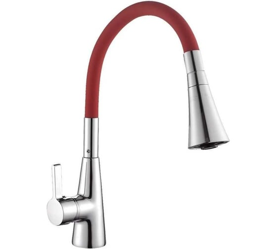 Смеситель для кухни с гибким изливом красный OUTE T9313B-8