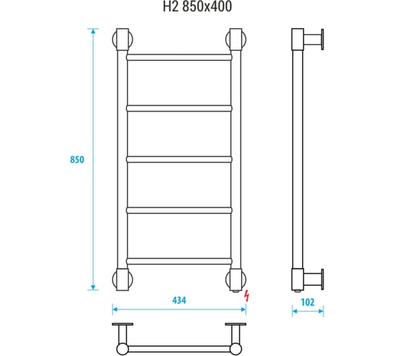 Полотенцесушитель ENERGY H2 850x400 RAL9003 белый матовый 00-УТ-00959