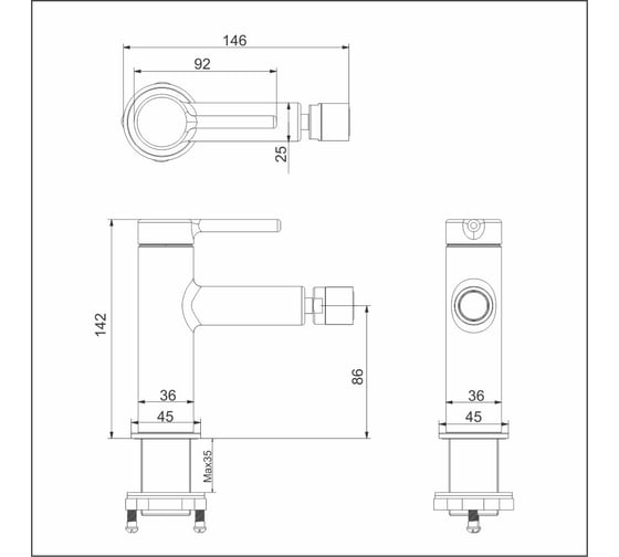 Смеситель для биде Excellent Pi хром AREX.1203CR