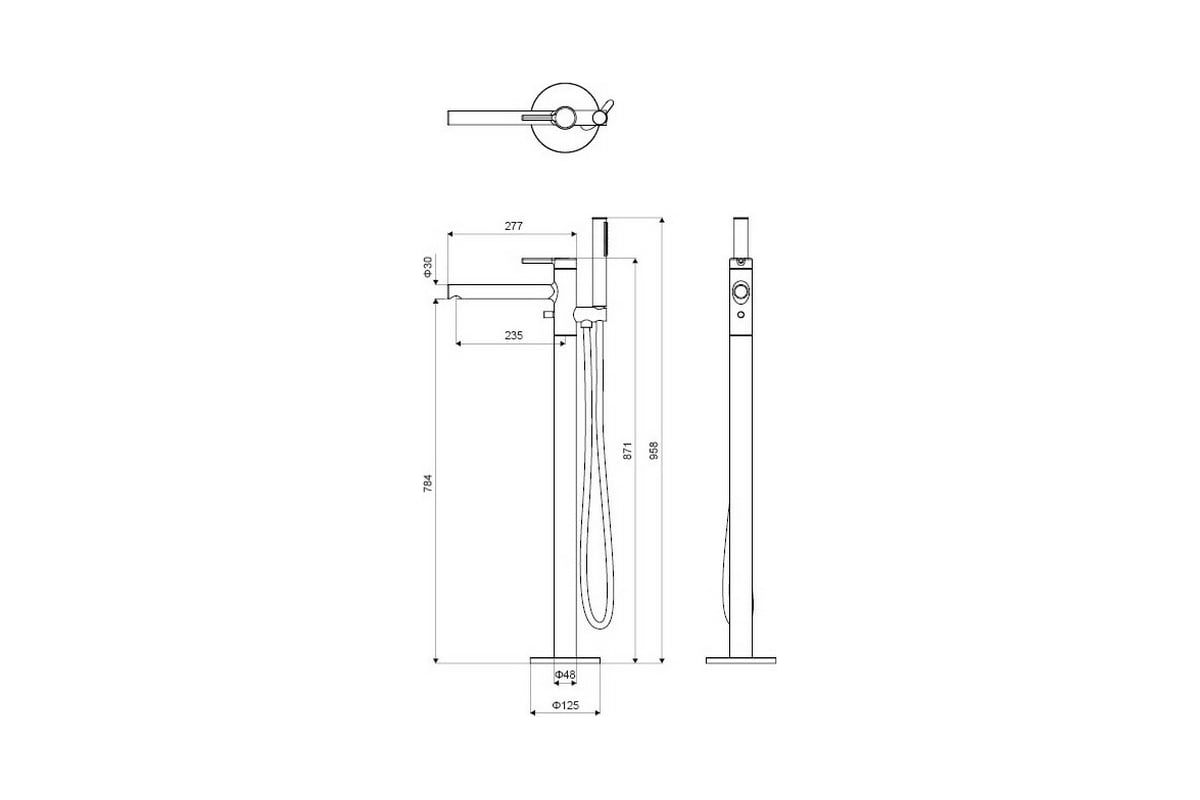 Отдельностоящий смеситель для ванны Excellent Pi белый матовый AREX ...