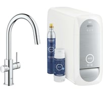 Комплект для кухни GROHE Blue Home смеситель с функциями фильтрации, охлаждения и газирования воды, Wi-Fi интерфейс, хром, выдвижной C-излив 31541000