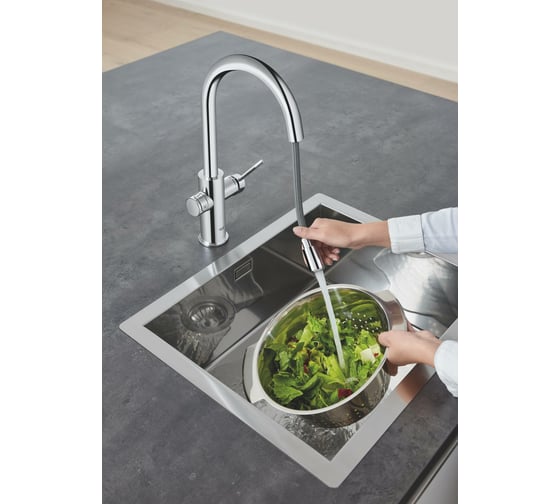Комплект для кухни GROHE Blue Home смеситель с функциями фильтрации, охлаждения и газирования воды, Wi-Fi интерфейс, хром, выдвижной C-излив 31541000