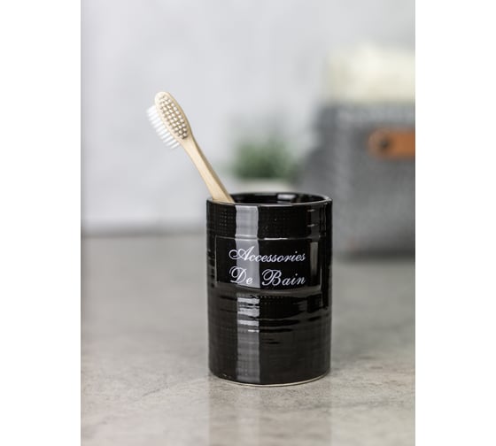 Стакан для зубных щеток Bath Plus Bain noir 7x7х10 см W-CE0986A-TB