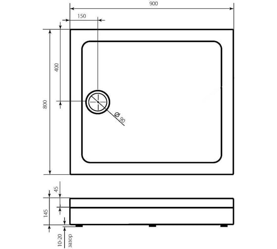 Поддон BAS Олимпик 800x900 NEW ПН00049