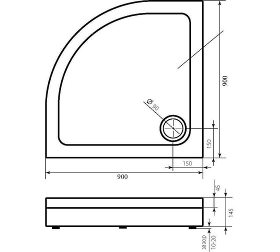 Поддон BAS Раунд R 900x900 NEW ПН00067