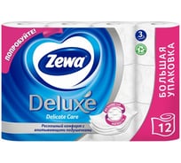 Туалетная бумага ZEWA Deluxe 3-х слойная, 12 рулонов, 12x18 м, белая 144029 113844