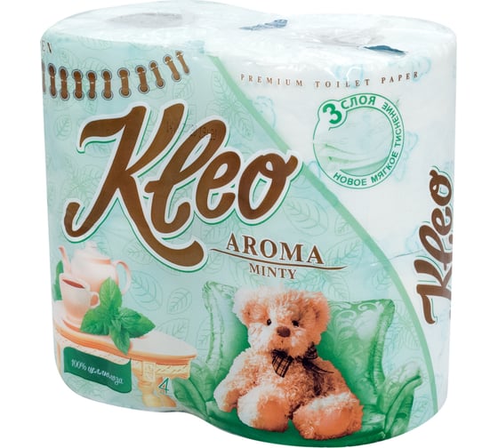 Туалетная бумага KLEO 3-сл 4 рул/уп 18 мята белая Г-С93н
