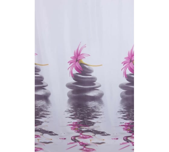 Шторка в ванную комнату Dasch 180x200 Дзен Stone flowers 5346