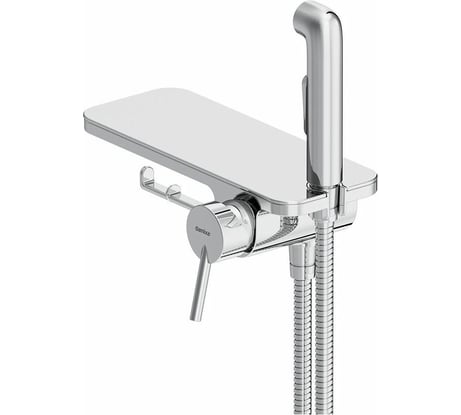 Монтируемый в стену смеситель Damixa Origin Bit с гигиеническим душем и полкой, хром 773500000