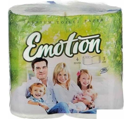 Туалетная бумага МЯГКИЙ ЗНАК  3-сл 4 рул/уп 18 emotion family белая Г-С53н