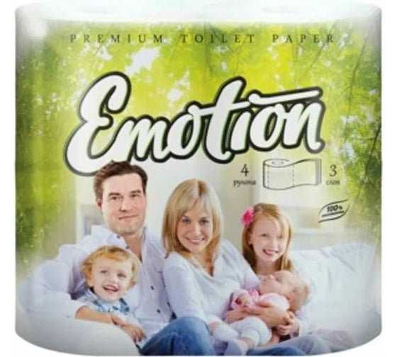 Туалетная бумага МЯГКИЙ ЗНАК  3-сл 4 рул/уп 18 emotion family белая Г-С53н