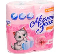 Туалетная бумага МЯГКИЙ ЗНАК 2-сл, 4 рул/уп, 24 comfort сакура розовая Г-С77н
