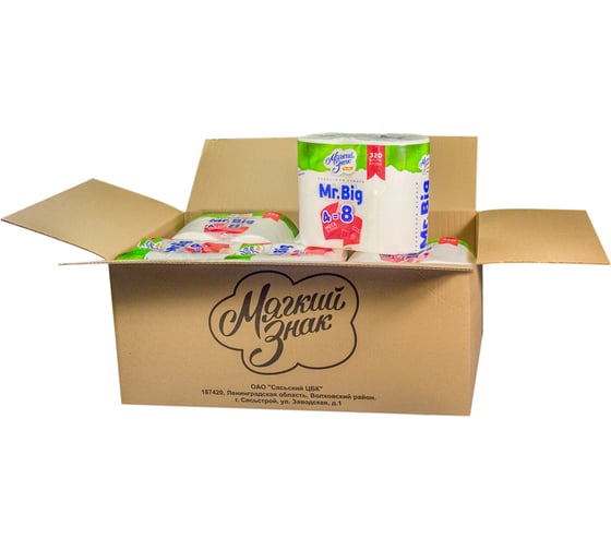Бумага туалетная МЯГКИЙ ЗНАК 2-сл 4 рул/уп 9 упаковок maxi белая Г-С118н 1