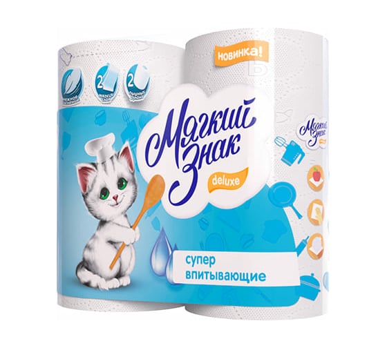 Бумажное полотенце МЯГКИЙ ЗНАК  2-сл 2 рул/уп 24 deluxe белое Г-С40н 1