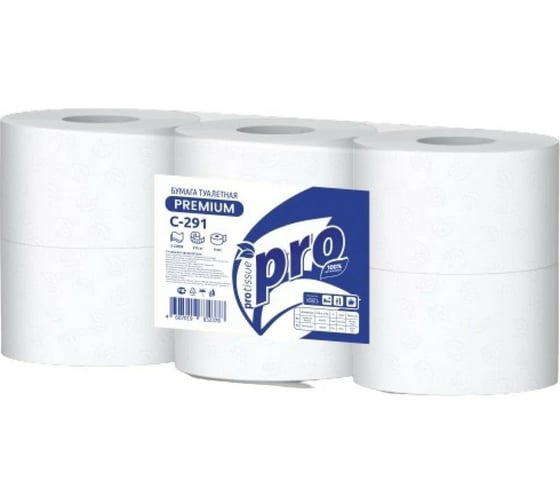 Туалетная бумага Protissue 2-сл 215 м/рул., h120 d195 мм., с центральным вытяжением, белая Г-С291 1