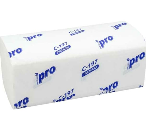 Бумажное полотенце Protissue листовое 2-сл 200 лист/уп 210x230 мм v-сложения белое Г-С197 1