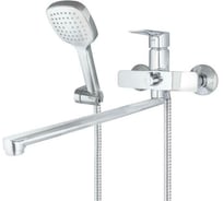 Смеситель для ванны Mix&Fix 5107 Флеш одноручный, с l-изливом 350 мм, с аксессуарами, картридж d=35 мм тов-210066