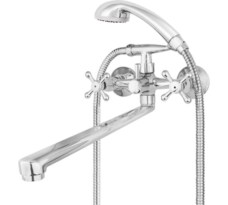 Смеситель для ванны Mix&Fix 7401-01 Соффрон двуручный, с l-изливом 350 мм, с аксессуарами, дивертор тов-208519