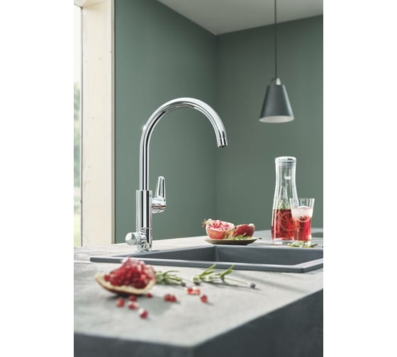 Набор: смеситель для кухни с функцией фильтрации Grohe Blue Pure Baucurve 30385000 фильтр 3000 л, головка д/фильтра и таймер замены фильтра  00078543