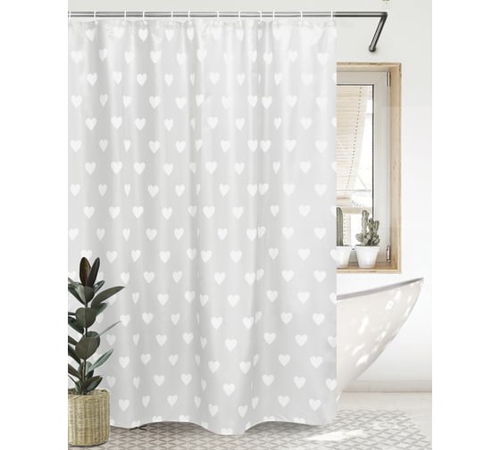 Штора Bath Plus д/в 180x180 heart (grey) ch14164-1 1