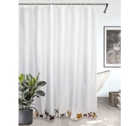 Комплект Bath Plus штора 180x200 д/в и кольца pets (white) akch-21324