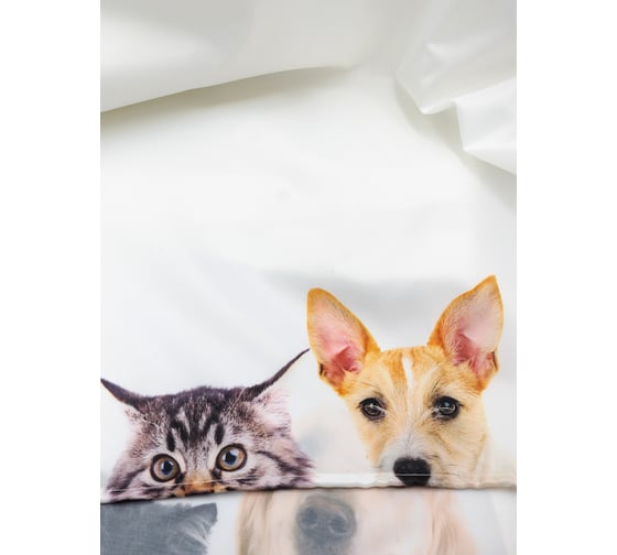 Комплект Bath Plus штора 180x200 д/в и кольца pets (white) akch-21324