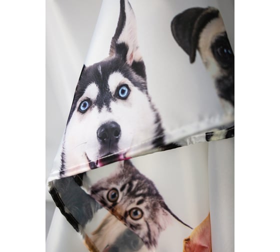 Комплект Bath Plus штора 180x200 д/в и кольца pets (white) akch-21324