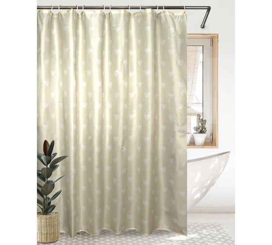 Комплект Bath Plus штора д/в и кольца180x180 heart (beige) akch14164-0