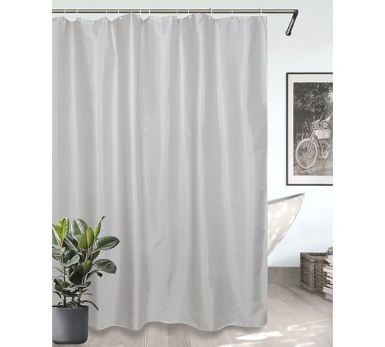 Комплект Bath Plus штора 180x200 light grey и кольца AKSK-10