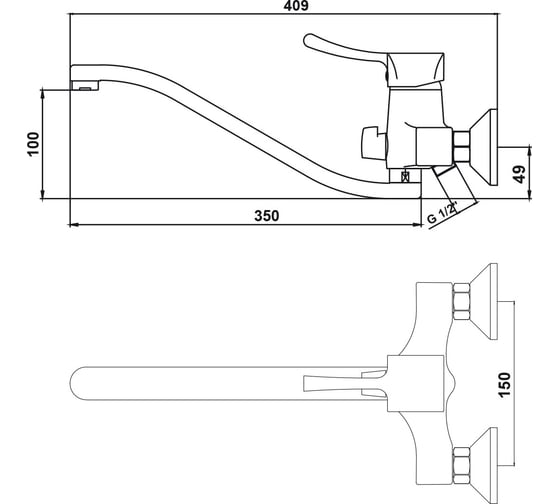 Смеситель для ванны KAISER Verona Betta d40, с душем KAISER 29055