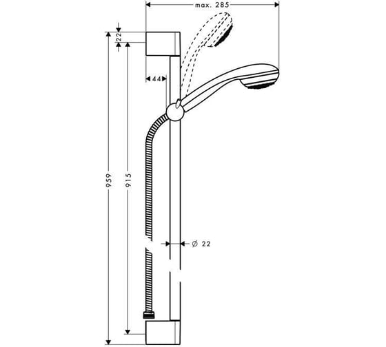 Душевой набор Hansgrohe Crometta 85 Green/Unica Crometta 0,90 м, 1/2 27651000 00021732