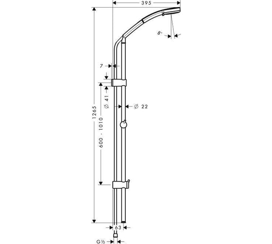Душевой набор Hansgrohe ХХ Croma 100 Vario/Unica'Reno Lift 1,05 м 1/2 27811000 100 00017666