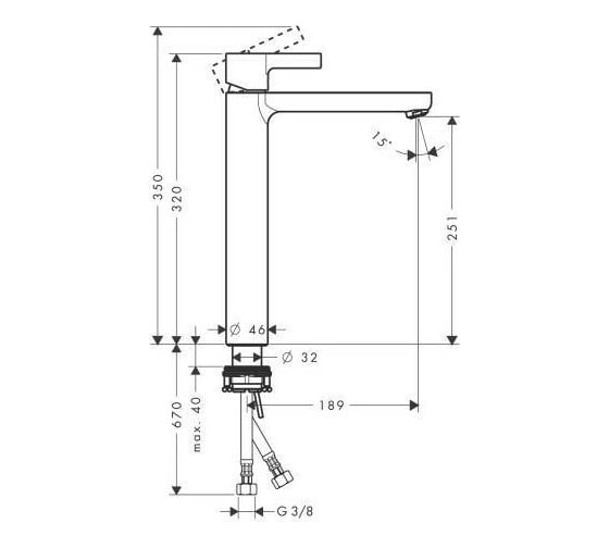 Смеситель для раковины Hansgrohe Metris S Highriser однорычажный, без сливного набора, хром 31023000 00056796