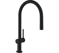 Кухонный смеситель Hansgrohe Talis M54 однорычажный, 210, с вытяжным изливом, 1jet, sBox матовый черный 72803670 00061659