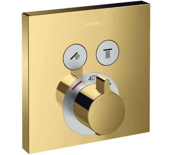 Термостат Hansgrohe ShowerSelect скрытого монтажа, для 2 потребителей полированное золото 15763990 00061461 1