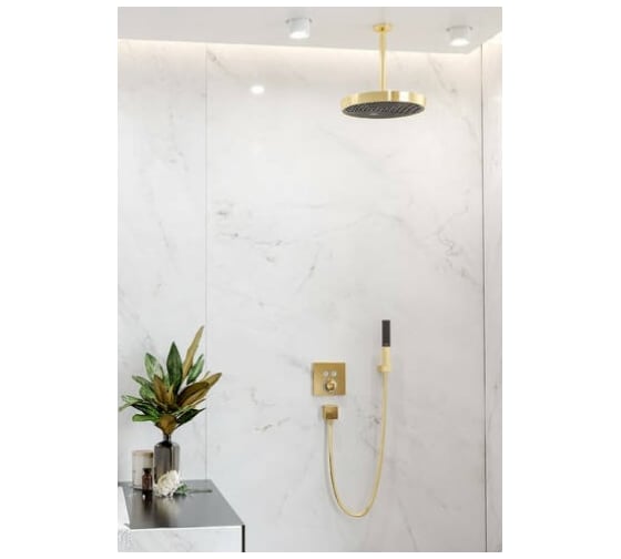Термостат Hansgrohe ShowerSelect скрытого монтажа, для 2 потребителей полированное золото 15763990 00061461