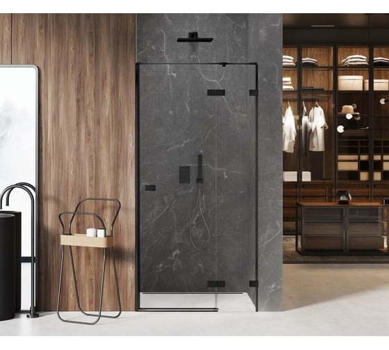 Дверь в нишу NEW TRENDY AVEXA BLACK 80x200 черный EXK-1547