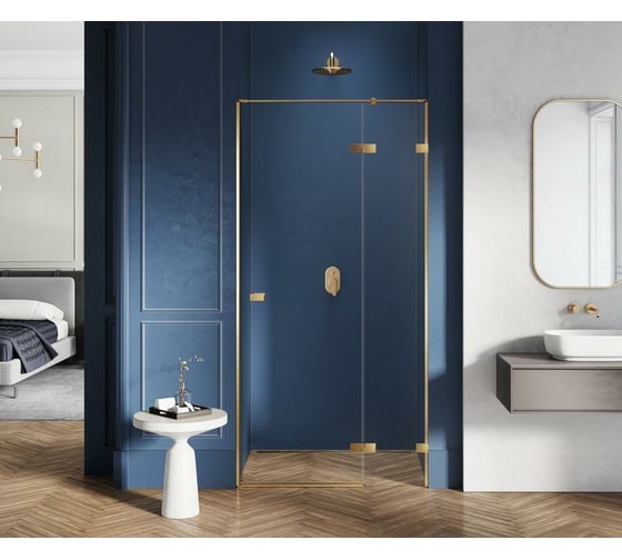 Дверь в нишу NEW TRENDY AVEXA GOLD 90x200 брашированное золото EXK-1717