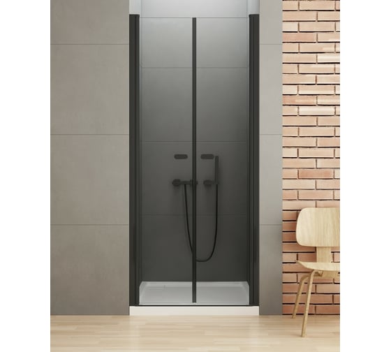 Дверь в нишу NEW TRENDY NEW SOLEO BLACK двойные двери 120x195 черный D-0218A