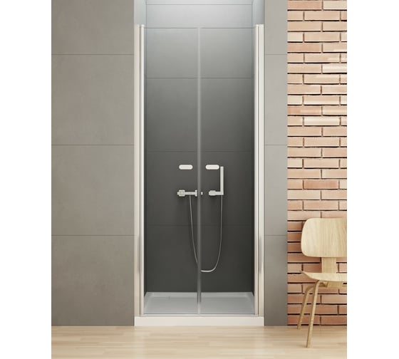 Дверь в нишу NEW TRENDY NEW SOLEO двойные двери 130x195 хром D-0168A