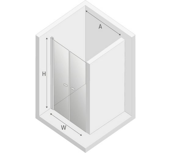 Дверь в нишу NEW TRENDY NEW SOLEO двойные двери 130x195 хром D-0168A