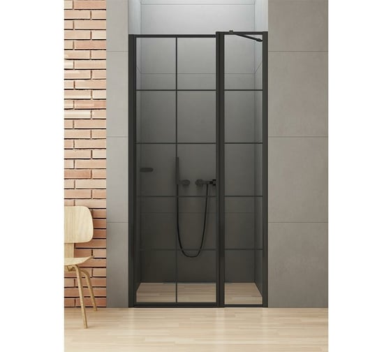 Дверь в нишу NEW TRENDY NEW SOLEO BLACK одинарные 90x195 черный D-0293A