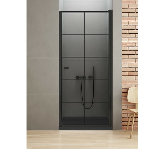 Дверь в нишу NEW TRENDY NEW SOLEO BLACK одинарные 80x195 черный D-0276A