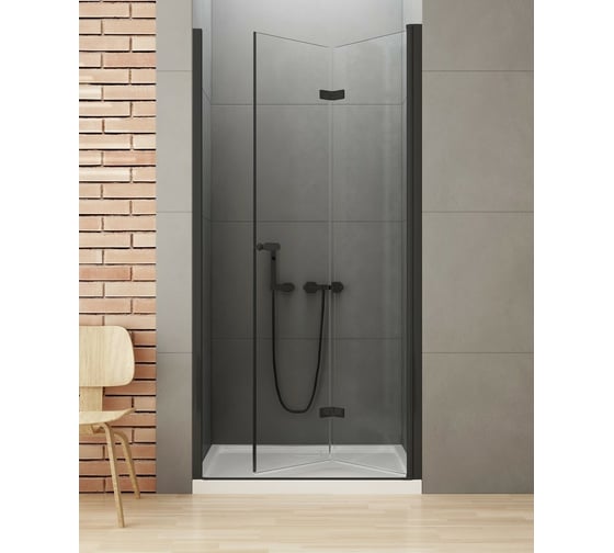 Дверь в нишу NEW TRENDY NEW SOLEO BLACK складные R 70x195 черный D-0220A
