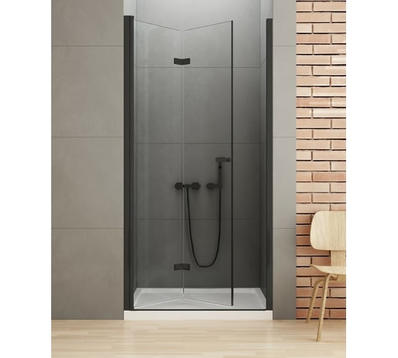 Дверь в нишу NEW TRENDY NEW SOLEO BLACK складные L 120x195 черный D-0227A